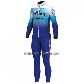 Set Fietsshirt Lange Mouw + Lange Koersbroek 2022 BikeExchange Jayco Wit Blauw